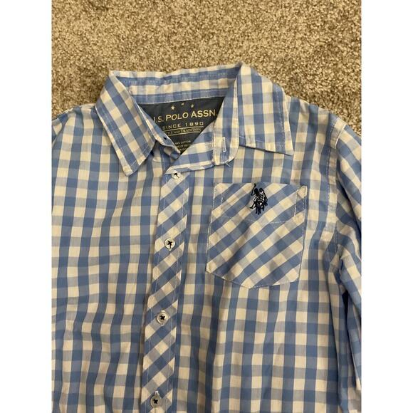 U.S. Polo Association Little Boy Bundle (2) Plaid Button Down&Color Block Tee,7 - Picture 3 of 9